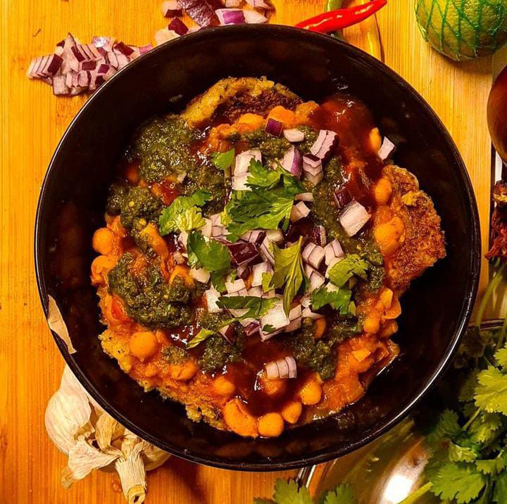 Traditional Indian Tikki Chole Preparation