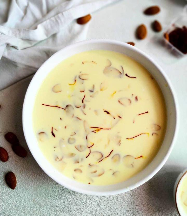 Creamy saffron-infused basundi dessert recipe